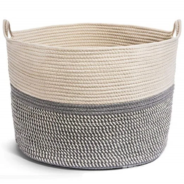 Nordic Style Cotton Rope Storage Baskets Handmade Woven Dirty Clothes Laundry Basket Large Kids Toy Sundries Organizer Hamper