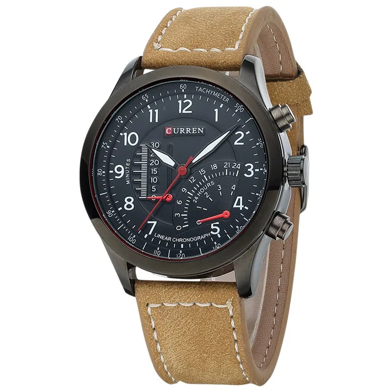 

curren 8152 wristwatches luxury japanese movement quartz wristwatch top sale business dress men military genuine leather watch