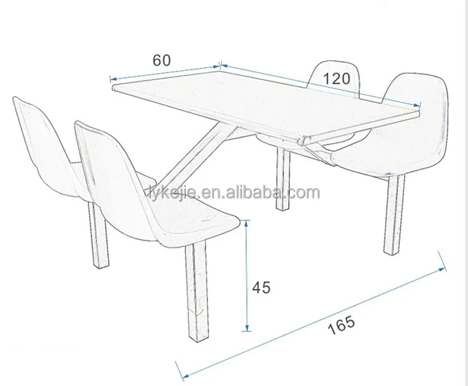 4 seats Makanan Cepat Saji Restoran Meja Dan Kursi Set 
