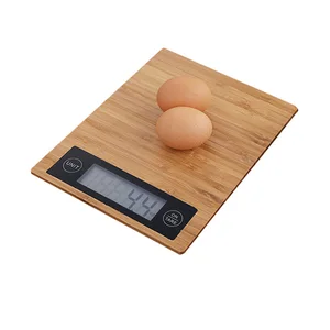 Ultra Slim Sensitive Touch Screen Digital Kitchen Food Scale Bamboo Platform Electronic Cook Kitchen Scale With Battery
