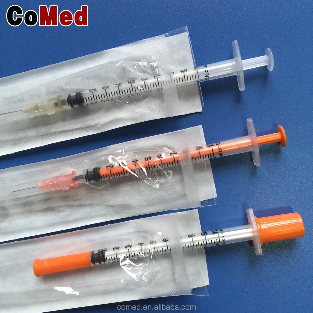 Orange Cap 100u Or 40u Insulin Syringe 1ml - Buy Insulin Syringe ...