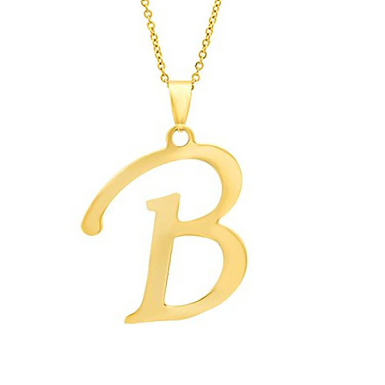 

18k Gold Plated Stainless Steel Initial Pendant Necklace, Black/gold/rose gold