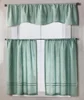 Sheer Kitchen Curtain 3 Piece Woven Check Design 1 Valance 2 Tier Panels