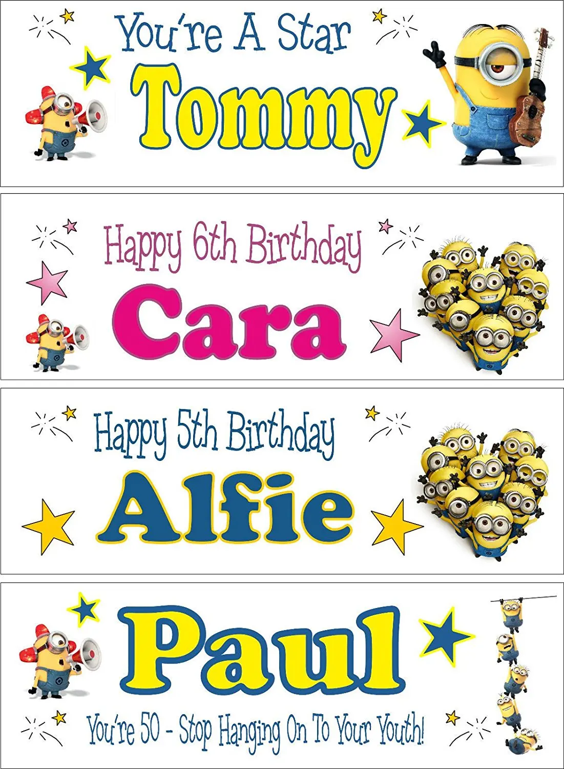 Personalised Wedding Banners Find 2 Personalised Any Name Age Minions 2nd 3rd 4th 5th 6th 7th 8th Birthday Banners