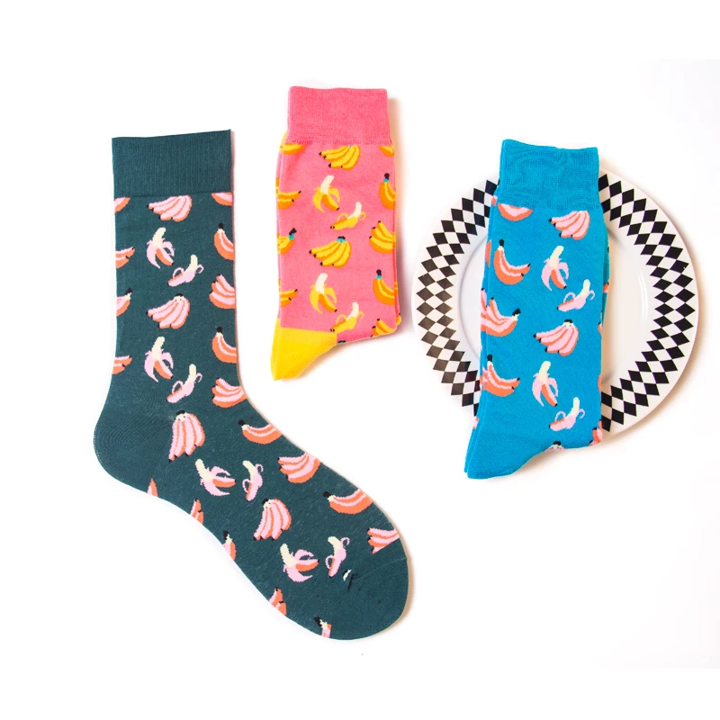 

wholesale colorful cotton fruits pattern women young girls tube socks lady fashion socks, Multi color
