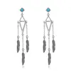 Boho Beads Chain Tassel Earring S925 Sterling Silver Personality Feather Wind Chimes Hypoallergenic Long Drop Earring