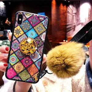Eco friendly women mobilephone soft tpu phone case for Samsung M20 M30 with hair ball