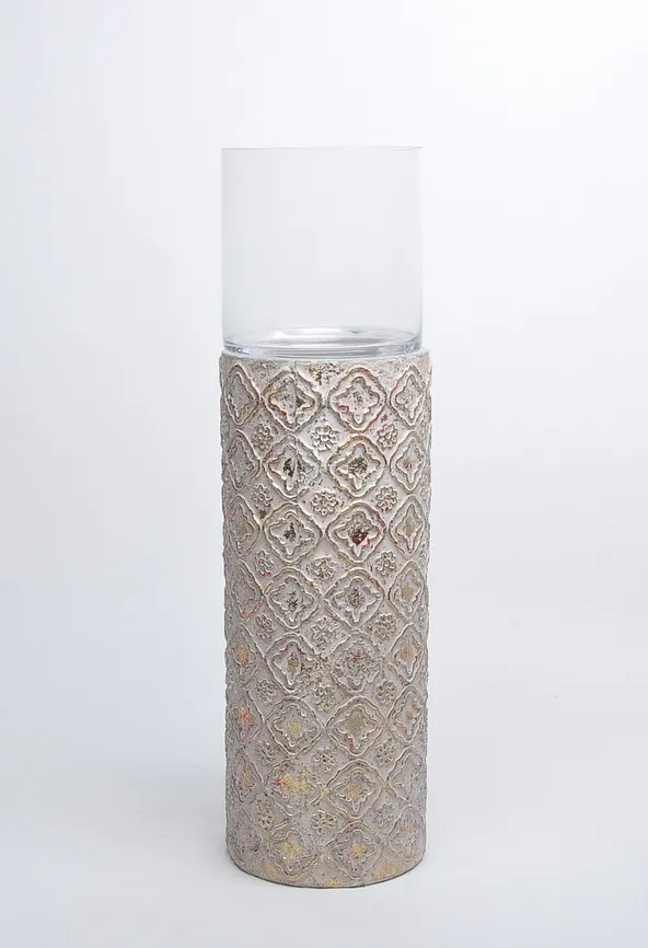 Chaozhou made cheap price fiine quality embossed gold lines crystal vintage candle holder for decor