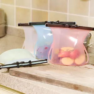 Image of A New 2019 Trending Product Eco-Friendly 1000Ml Travel Reusable Silicone Food Storage Bag Set