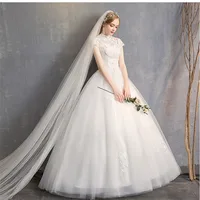 

2019 Fashion Styles Women Wedding dress Floor Length Vintage Applique Women Bridal Gown
