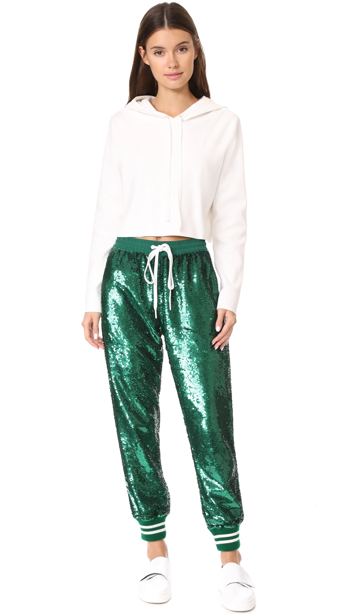 green track pants women's