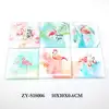 flamingo Design square flat crystal glass cork coaster