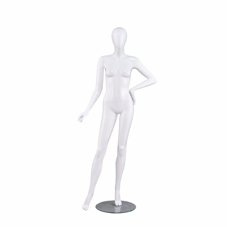 High End Glossy White Fiberglass Abstract Style Female Full Body Mannequin 