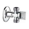 Three way male thread brass angle valve with ball with rosette