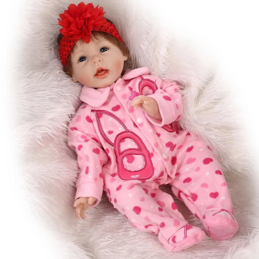 Lifelike Baby Dolls For Children 22 inch 55cm Smiling Realistic Soft Vinyl Silicone Reborn Dolls