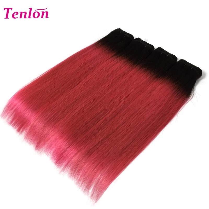 
two tone dark roots ombre colored 100% human hair weave extensions 