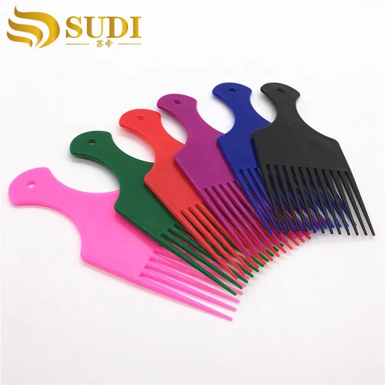 

Hair Salon Custom Color Plastic Pick Up Afro Comb, 6colors/customied