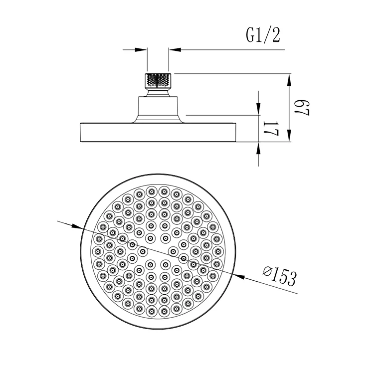 Luxury Modern Chrome Finish 6 Inch Rain Shower Head With Bathroom