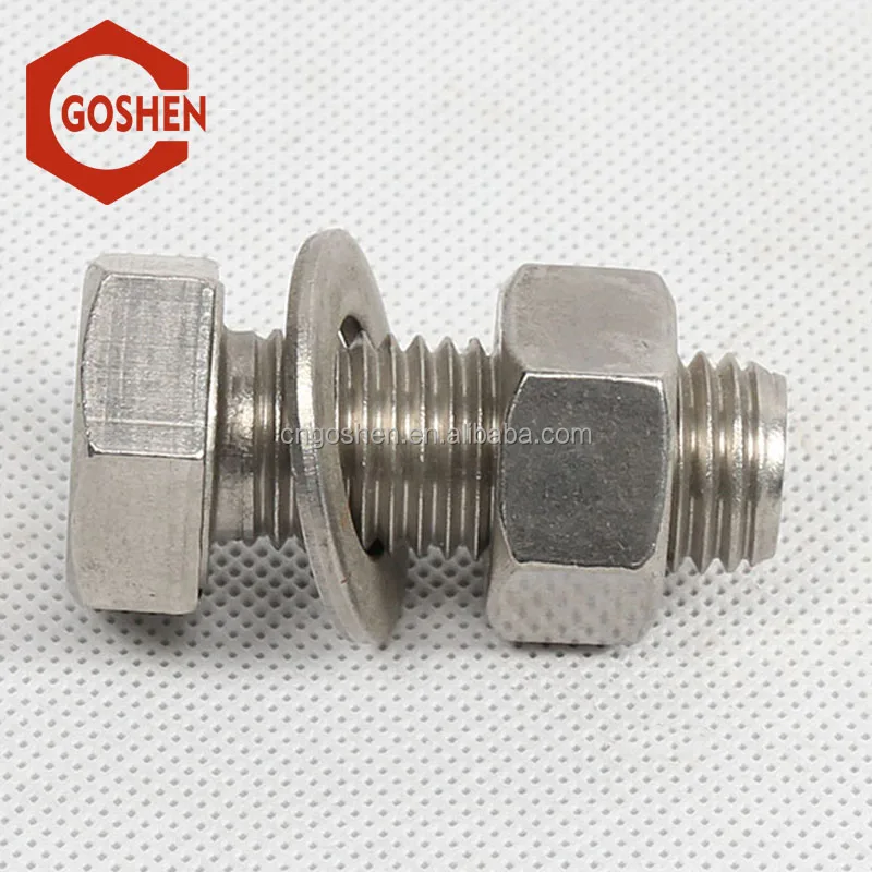 
Din933 Stainless steel hex bolts with nuts and washers 