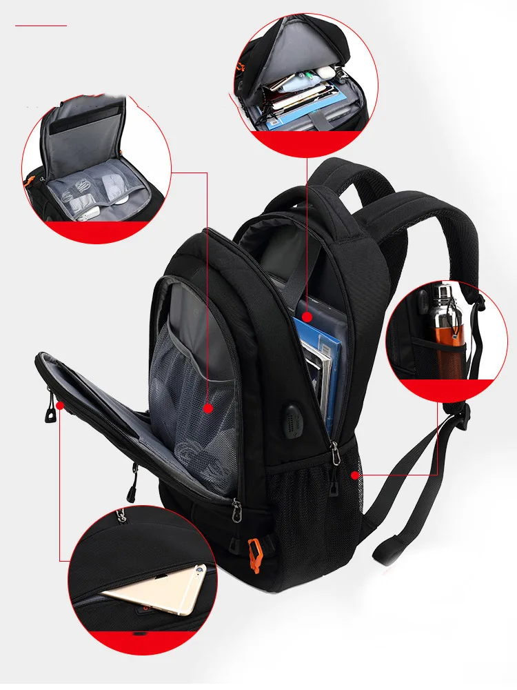 Outdoor usb solar charging backpack multi-functional fashion notebook backpack