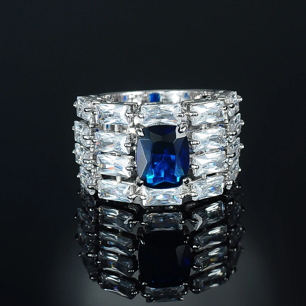 blue sapphire crystal stone ring designs for men