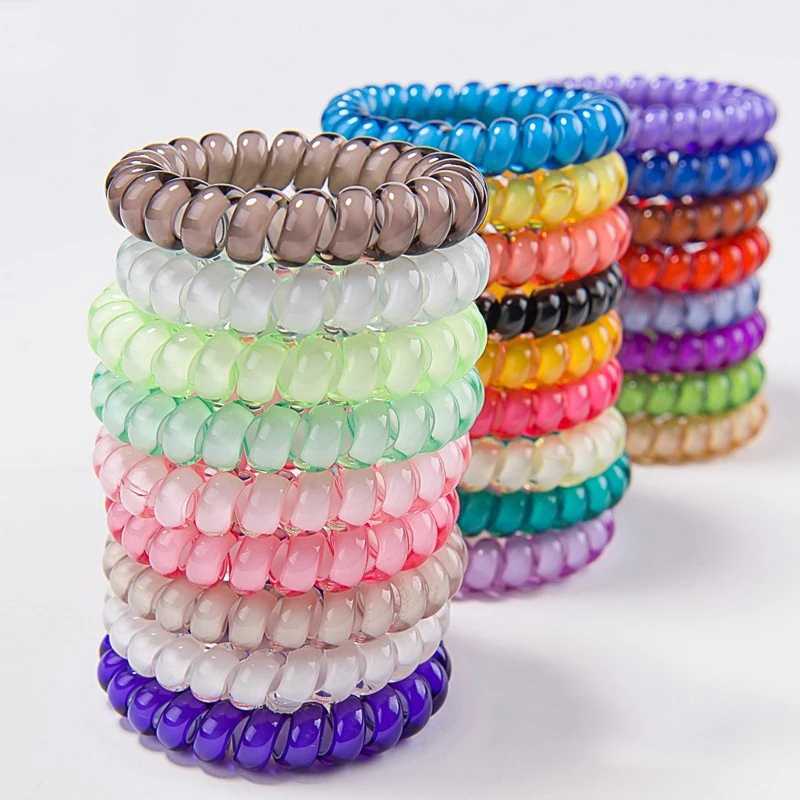 Korea Telephone Wire Hair Tie Fashion Coil Hair Tie For Girls