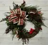 W7177 New fashion Winter Wedding Chevron and Plaid Bow Rustic Cardinal Wreath