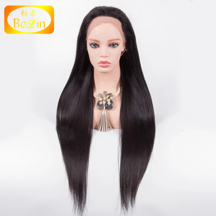 

Free Shipping Silky Straight Natural Color Swiss Lace Prelucked Full Lace Wig Bleached Knots 9A Grade Brazilian Human Hair Wig