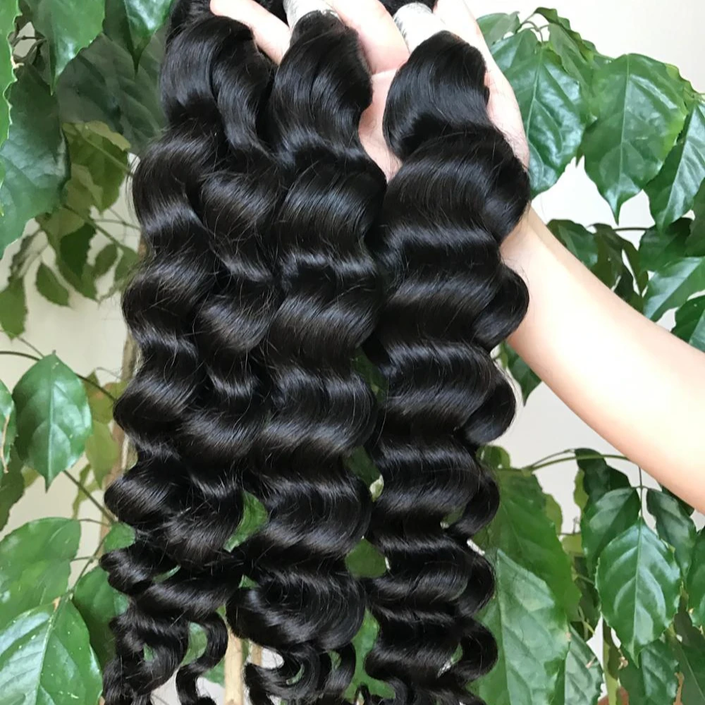 

Raw Virgin Cuticle Aligned Hair weave Human Hair Extension High Quality Hair Weaving loose deep wave exotic wave bundles, Natutal black