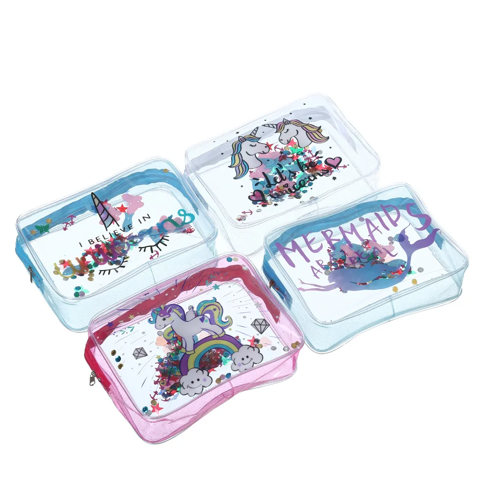 

YS-H006 Wholesale high quality waterproof travel clear makeup bags unicorn pvc cosmetic bag