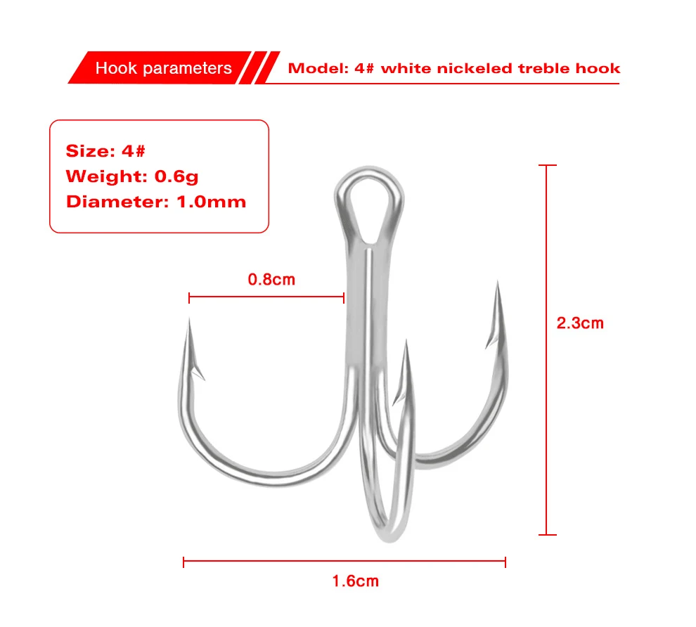 Weihe 50pcs Highcarbon Steel Bulk Stainless Steel White Nickeled Fish