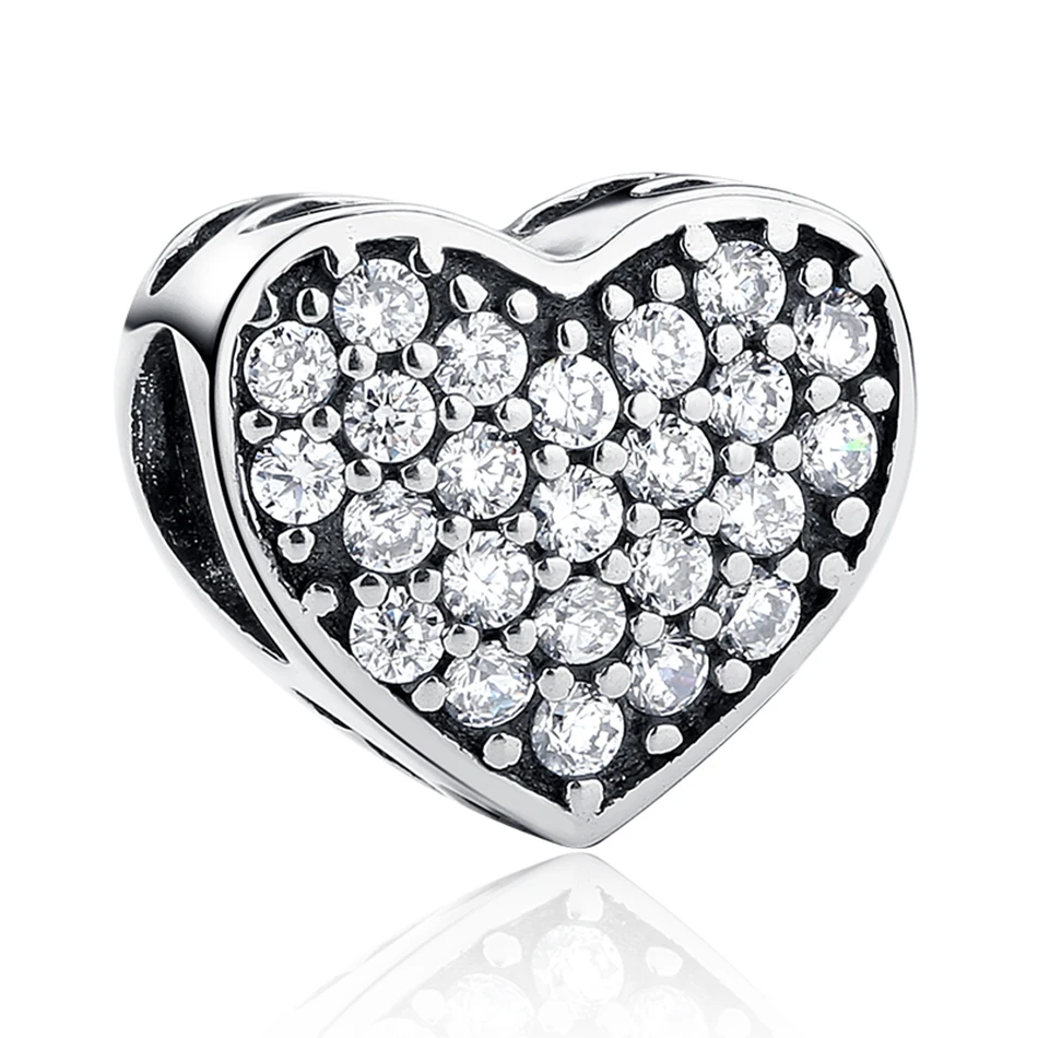 

Original 925 Sterling Silver CZ Charms Forever Friend Heart Beads for Bracelets& Bangles Jewelry Making Accessories
