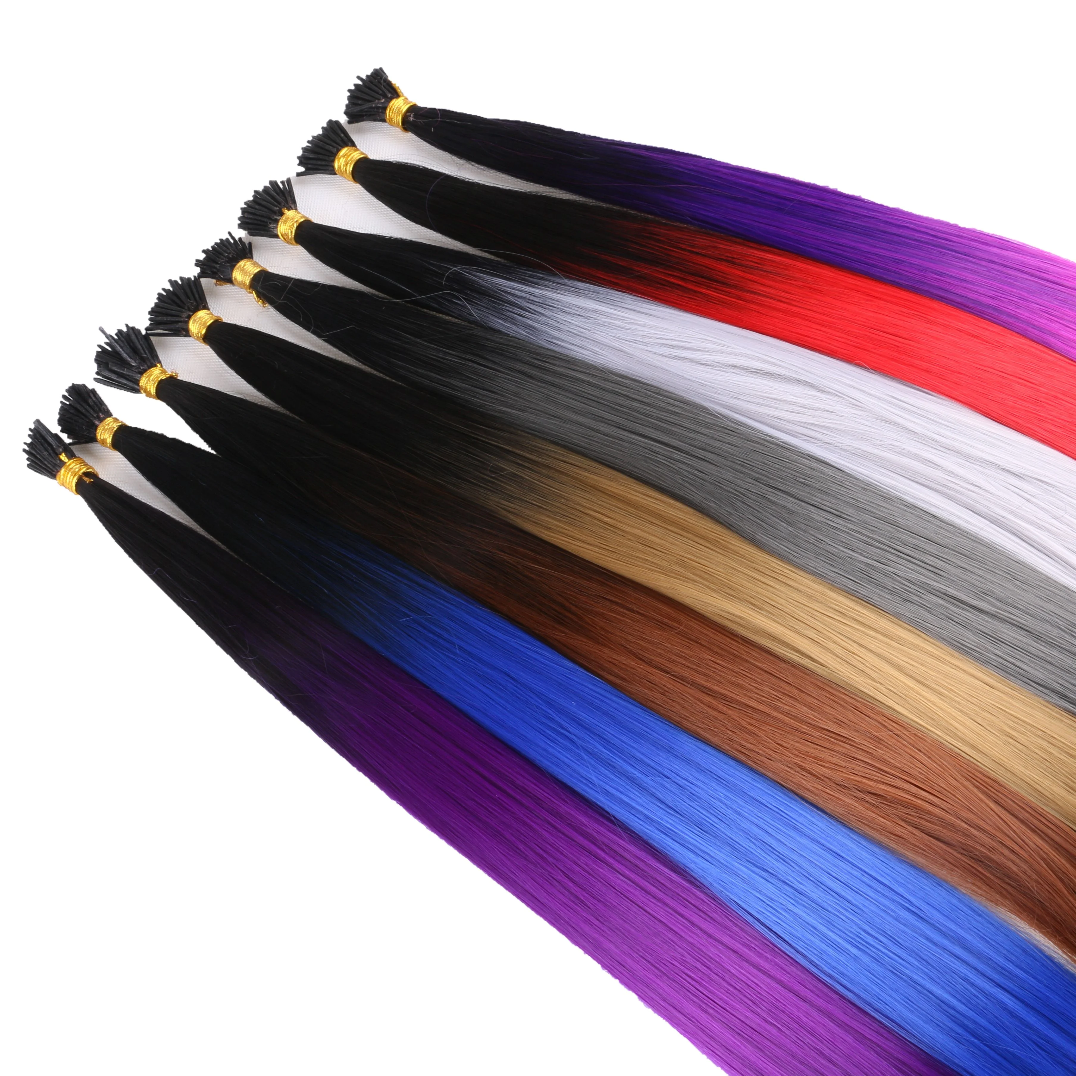 

Free Shipping 22" 1grams/strand Straight Rainbow Colorful Synthetic Pre Bonded I Tip Hair Extensions