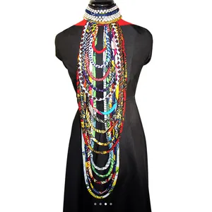 WYB084 China Factory Supply Multi-layer Necklace Make African Wedding Jewelry with Some Rhinestones Buttons