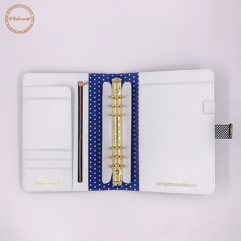 Kikki K 6 Ring Leather Binder File Organizer With Card Holder For