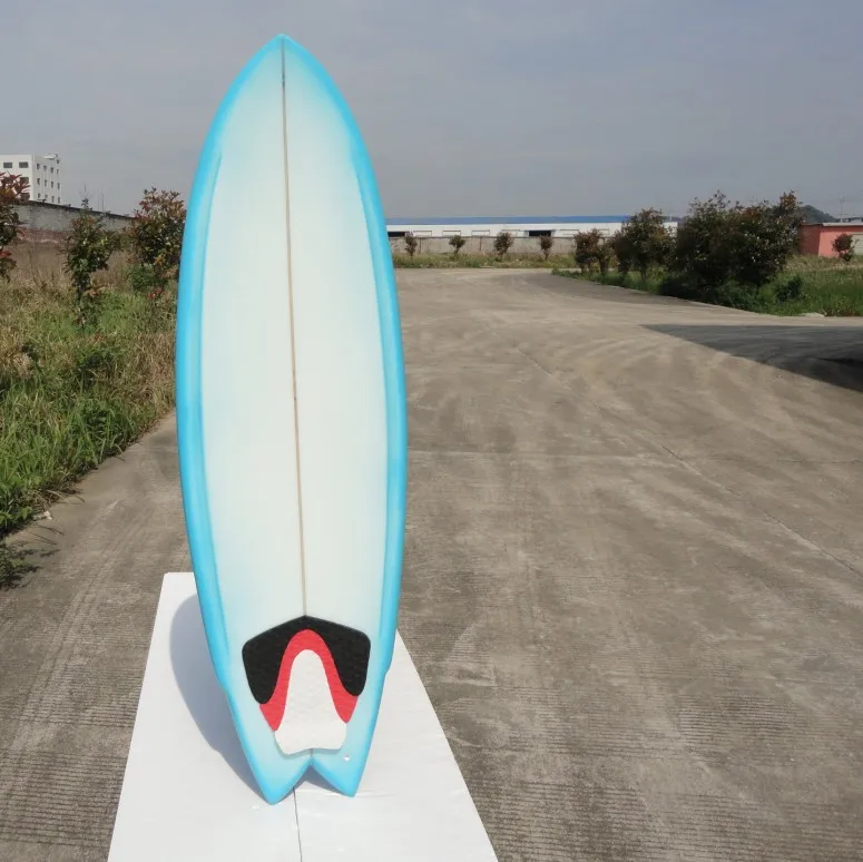 Custom Design Fiberglass Blue Four Fins Epoxy Short Surfboard/epoxy