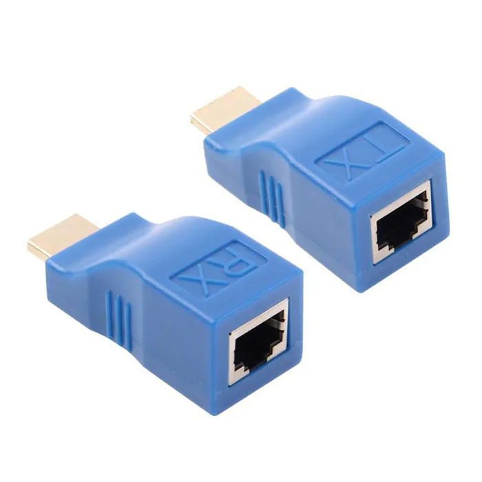 

1080P HDMI Extender RJ45 Ports LAN Network 4K HDMI Extension signal up to 30m Over CAT5e/6 UTP LAN Ethernet For HDTV Monitor, Black,blue