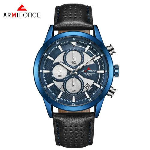 

ARMIFORCE AF8008 Men Quartz Watch Leather Band Luminous Hands Calendar Stopwatch