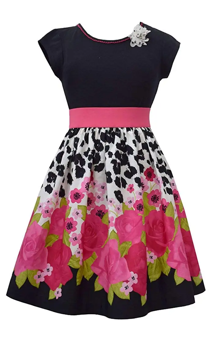 Girls black flower dresses — pic 11