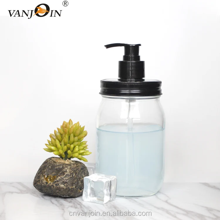 

Wholesale Cheap 16oz Clear Glass Mason Jar Soap Dispenser, Customized color