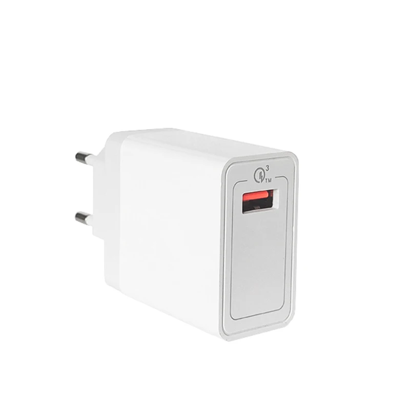 

Single USB fast charging phone 18 W QC 30 Wall Charger EU plug universal travel fast cell phone charger, White,customized welcome