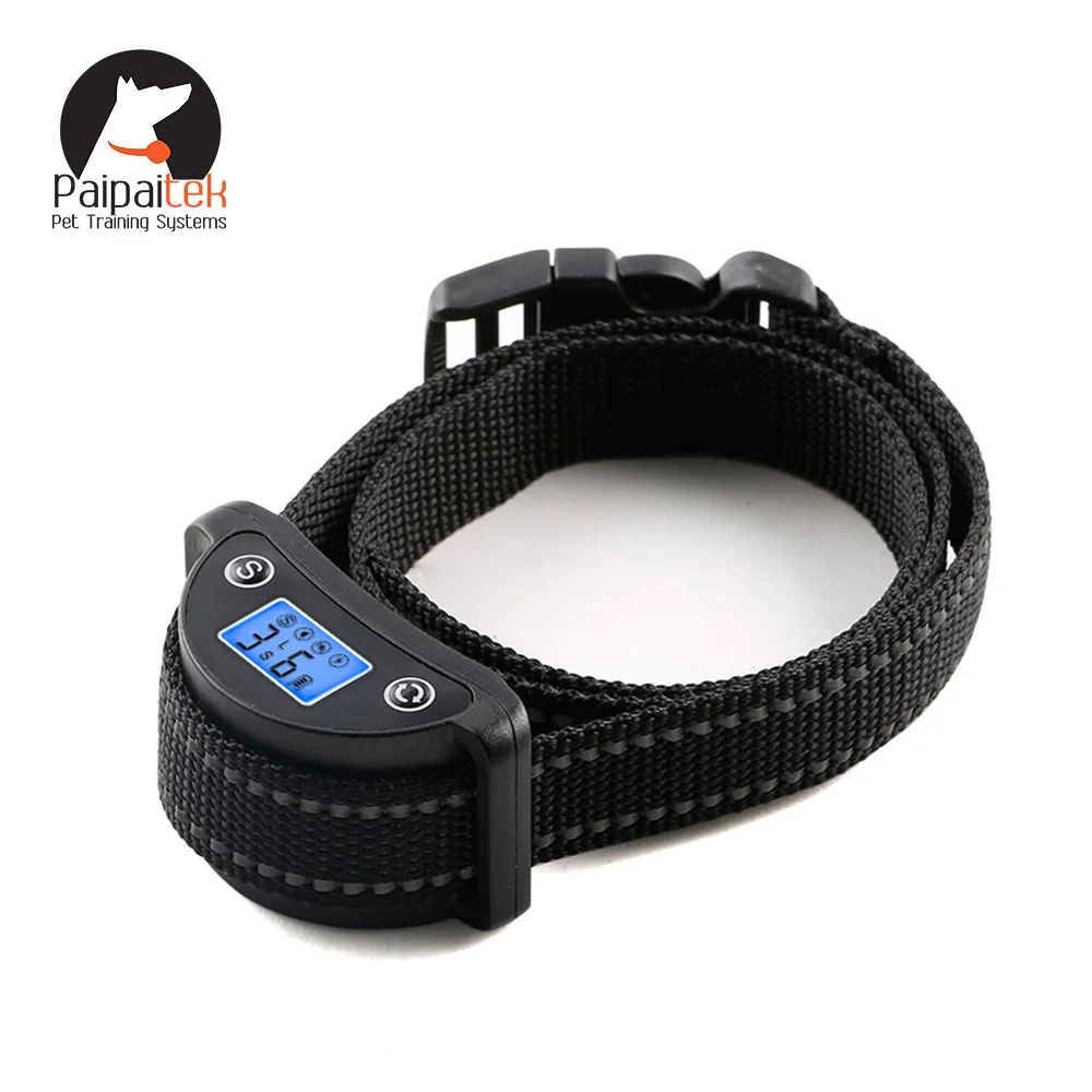 

Digital Display Dog no bark shock collar vibration waterproof IPX7 USB Rechargeable dog electric shock collar reflective, Black