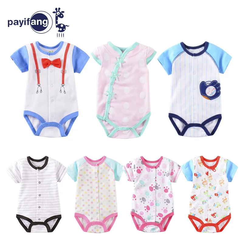 

Baby short-sleeved T-shirt romper pa yi fang Cute baby girl baby clothes 100% cotton children's clothing, 11 color choices