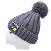 Autumn winter lady's hanging ring colored stripes large wool ball knitted cap