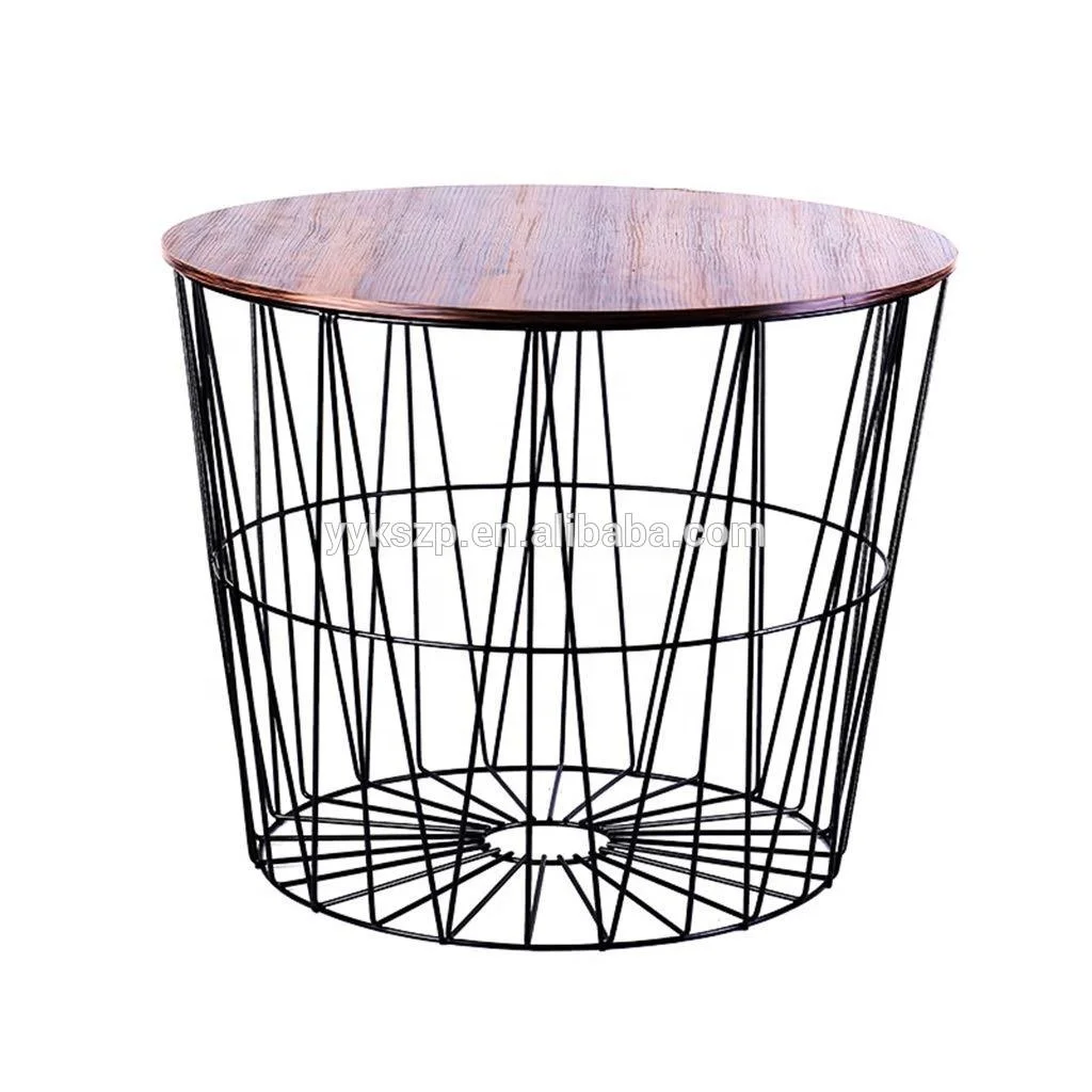 Clic Small Side Tables Wire Frame Round Coffee With Mdf Tops Solid Wood Covers Table