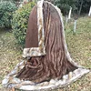 FL4837 High-grade luxury and soft splicing long plush faux fur bed throw Blanket for Europe