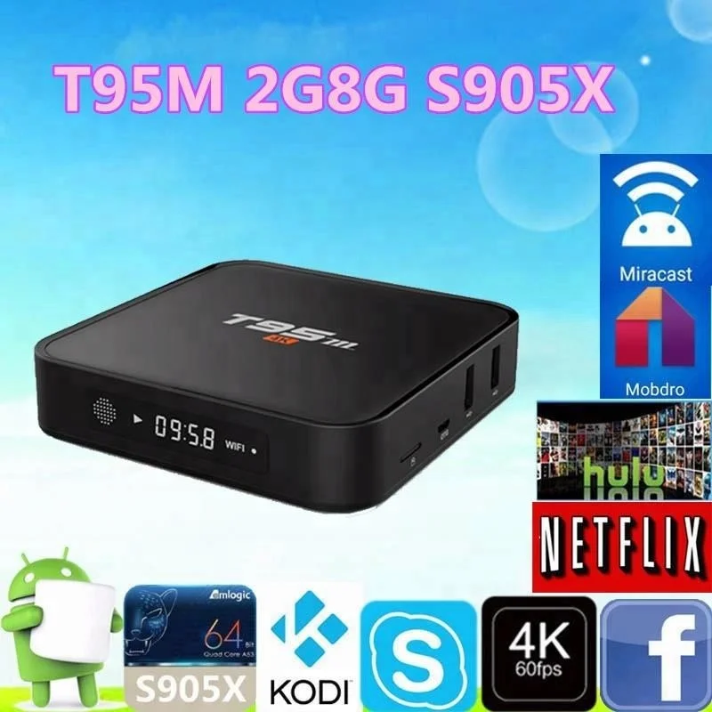 

hot arabic iptv box smart 4k ultra output t95m 1g 8g Quad core android 6.0 tv box