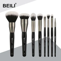 

BEILI Professional Manufacturer 8PCS Black Handle Blusher Foundation Eyebrow Eyeliner Blending Private Label Makeup Brush Set