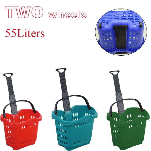 55l Plastic Shopping Basket With Wheels Buy Plastic Shopping Basket