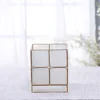Bixuan Candle Lantern Tiffany Stained Bubbled Glass Brass Frame Hurricane Tea Light Holder Lamp White Wedding Centerpiece 6.9''H